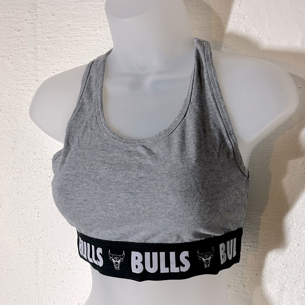 Gray bulls sports bra